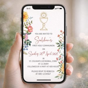 Digital First Communion Floral Evite