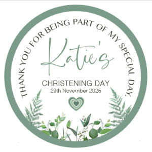 Christening Stickers Leafy Theme