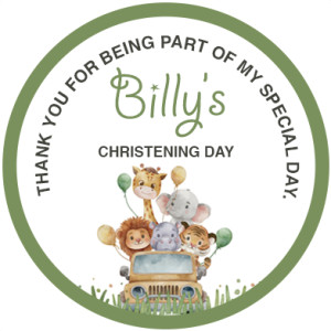 Christening Stickers Safari Theme